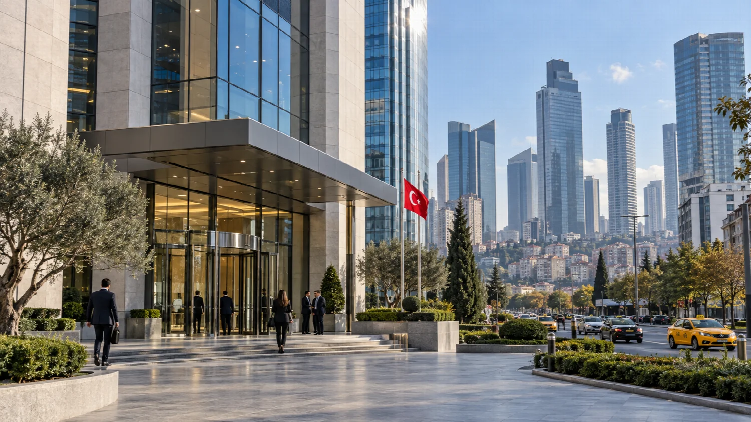 İstanbul kurumsal iş merkezleri ve finans kuleleri dokusunu yansıtan görsel